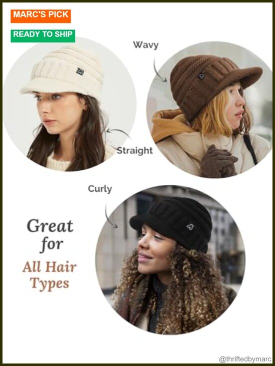 Satin Lined Winter Beanie Hat Women Slouchy Visor Brim main image 4